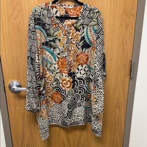 Johnny Was Multicolor Floral & Geometric Long-Sleeve Tunic